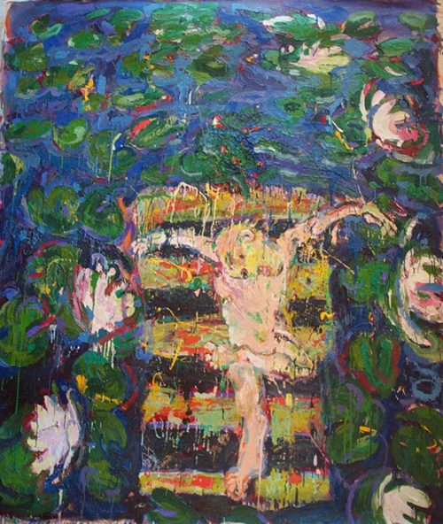 "Floating Yogi" 2003. Oil on Canvas. 80"X 68"