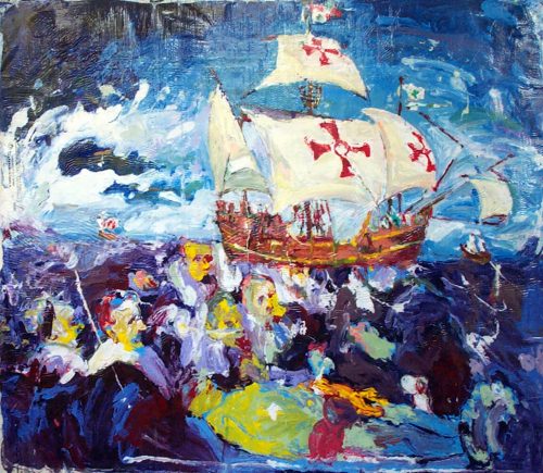 "Post Columbian Era - Dr Tulp's Civilization" 2008, Oil / Canvas 80"X 92"